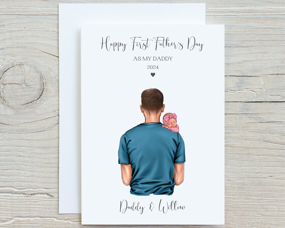 Personalized First Father's Day as My Daddy Print with Baby Girl