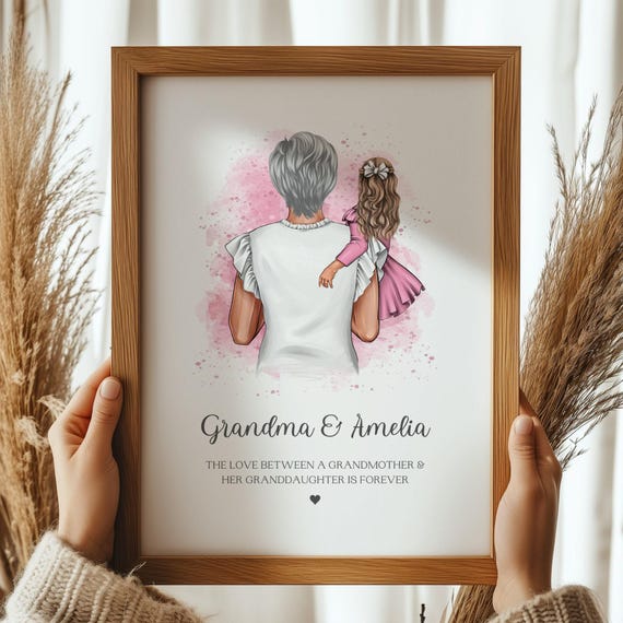 Grandma And Granddaughter Love Is Forever Watercolour Portrait Poster
