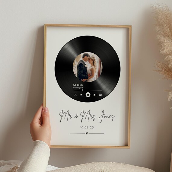 Personalised Mr and Mrs Vinyl Record Print All Of Me Wedding Song