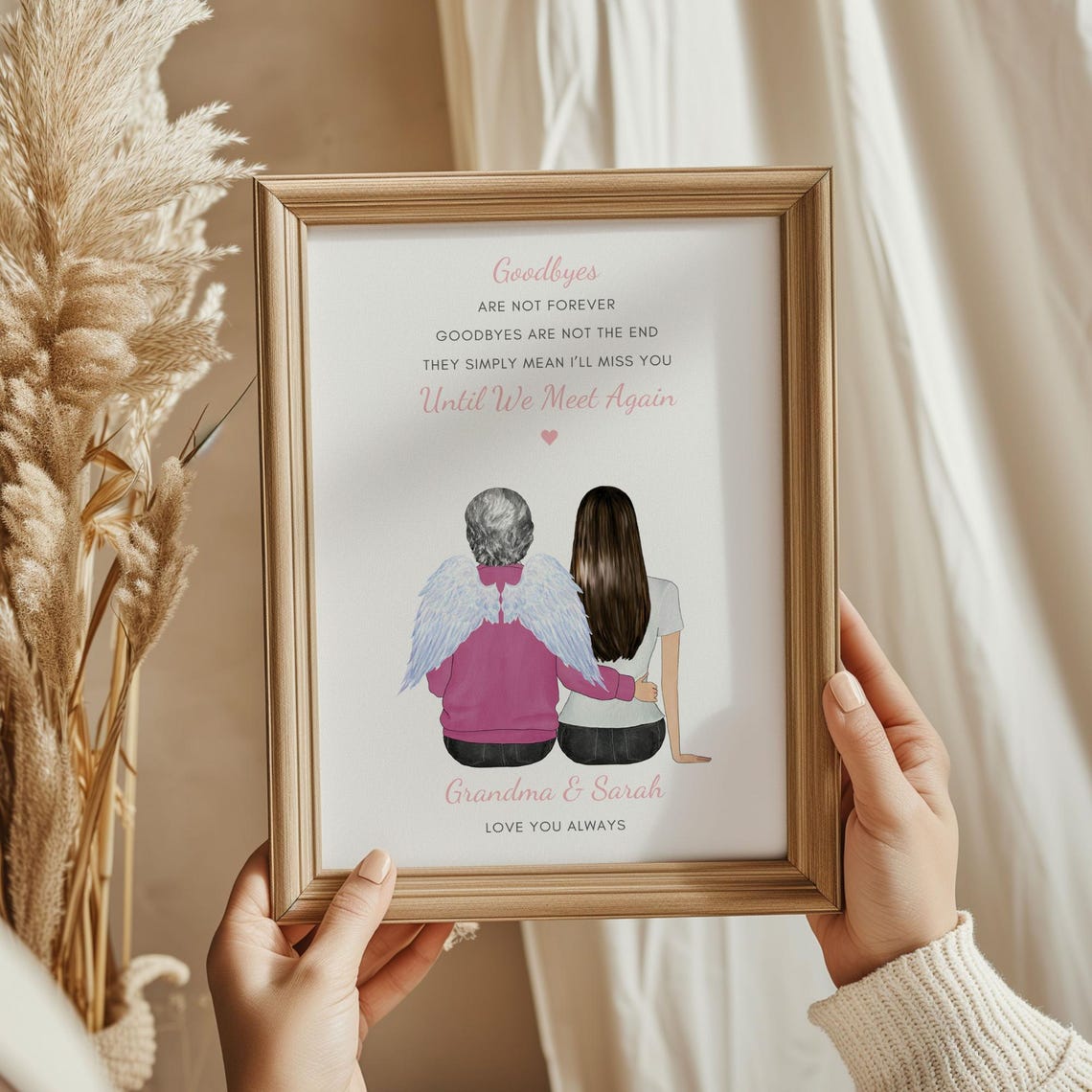 Goodbyes Are Not Forever Grandma Memorial Angel Wings Poster