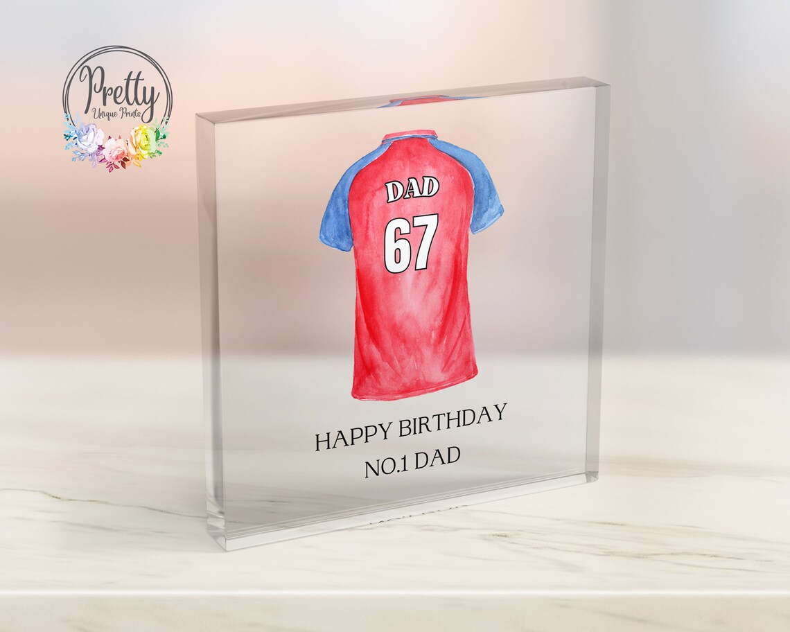 No1 Dad Happy Birthday Personalized Football Shirt Acrylic Block Print