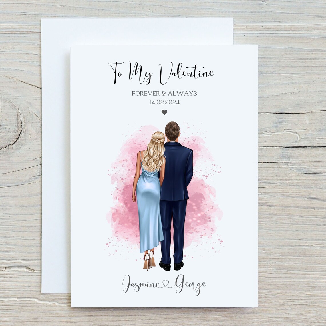 To My Valentine Forever and Always Personalised Couple Card Print