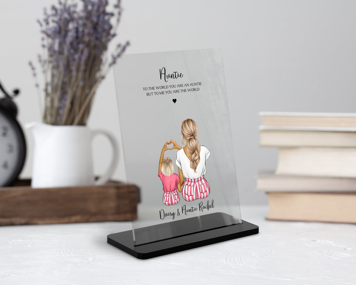Personalized Auntie and Niece Heart Hands Acrylic Plaque Print