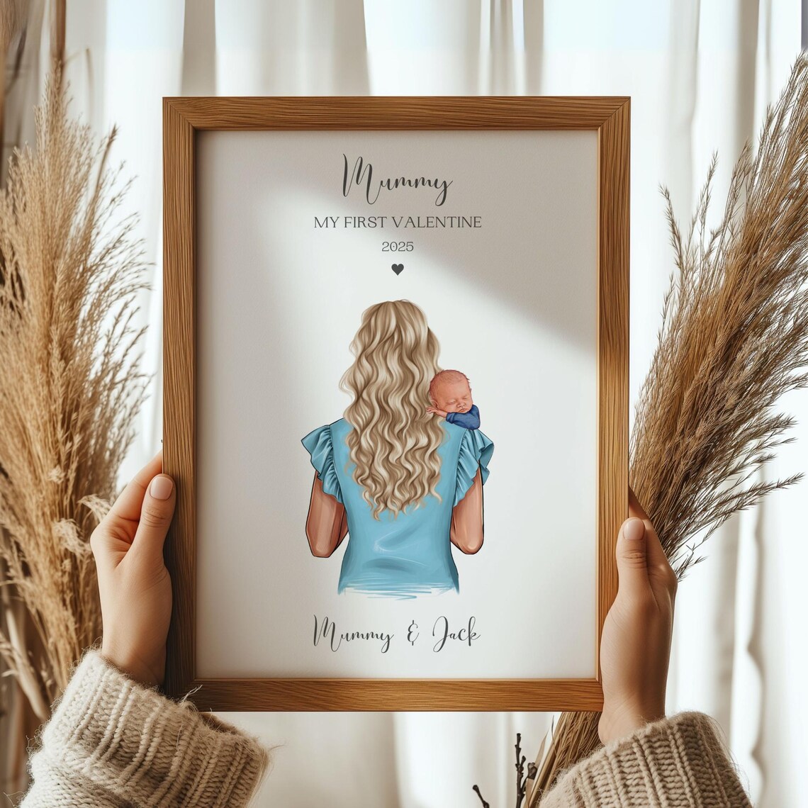 New Mummy First Valentine 2025 Personalized Baby Portrait Print