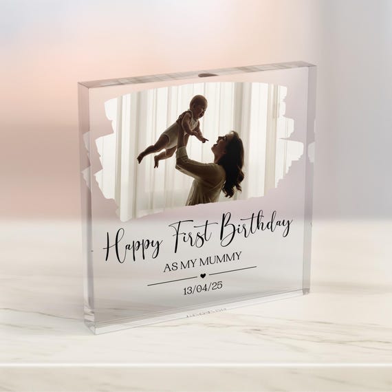 First Birthday As A Mummy Gift Personalised Acrylic Block New Mum Present Personalized Mum Gift Gift For Mum Mummy Mom Mommy Wife