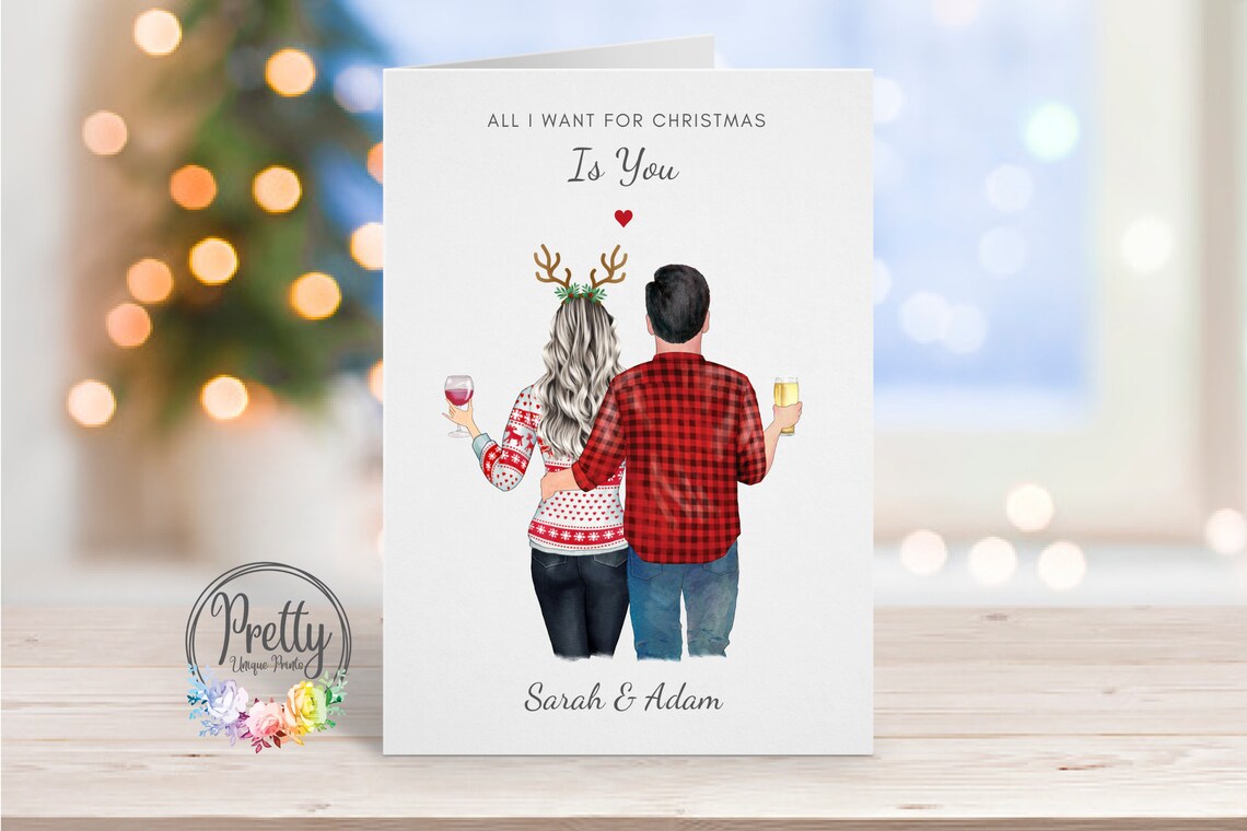 All I Want For Christmas Is You Reindeer Couple Holiday Card Print