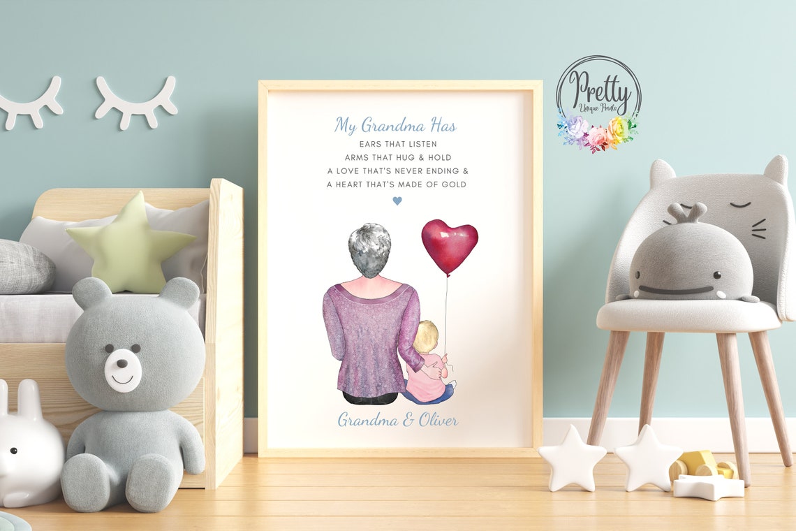 My Grandma Has Ears That Listen Heart Of Gold Personalised Portrait Poster