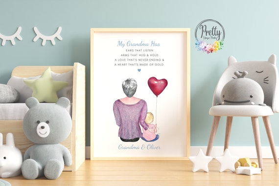 My Grandma Has Ears That Listen Heart Of Gold Personalised Portrait Poster