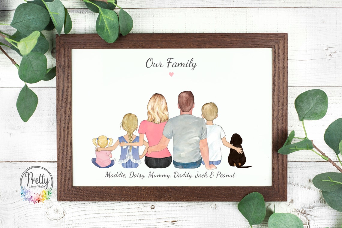 Personalised Family Print Our Family Gift Family Dog Portrait Family Cat Portrait New Home Gift Dog Lover Gift Personalised Family Pet