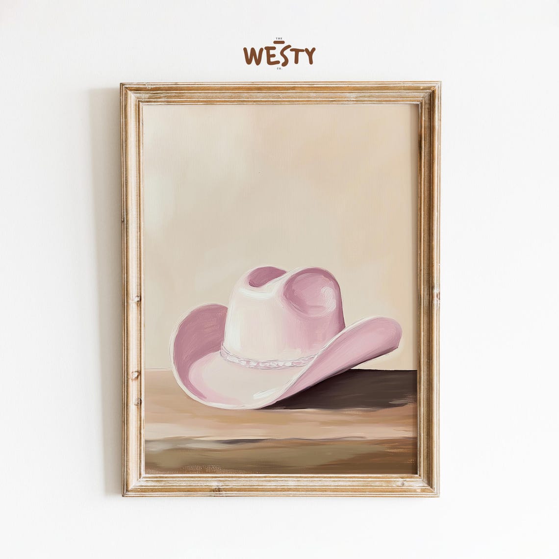 Pink Cowboy Hat Still Life Western Oil Painting Decor Art Poster