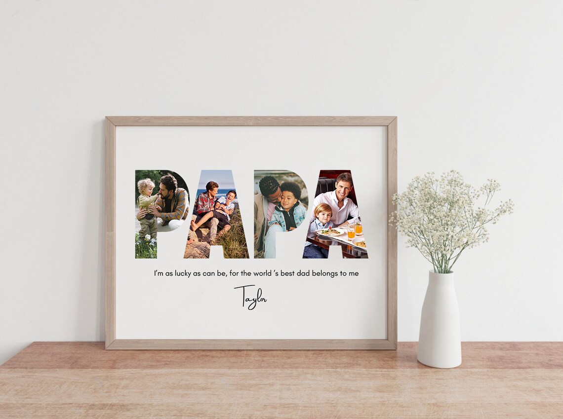 Personalized Papa Photo Collage Gift, Daddy Present