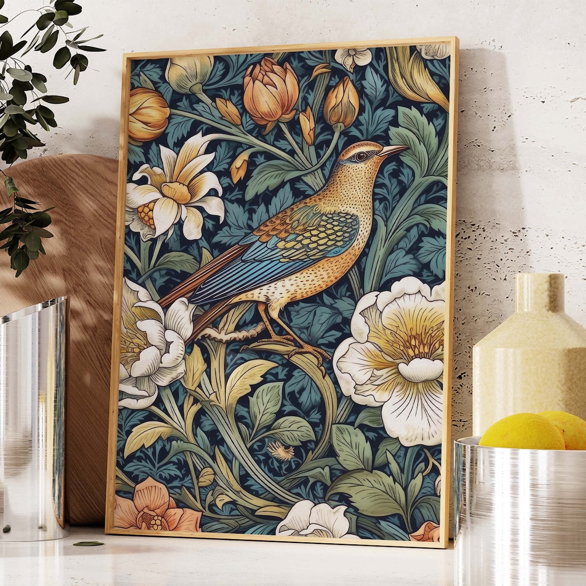 William Morris Inspired Poster Bird And Flowers Print Morris Art Art Nouveau Floral Print Botanical Vintage Art Nouveau Poster Ps0392 - Image 3