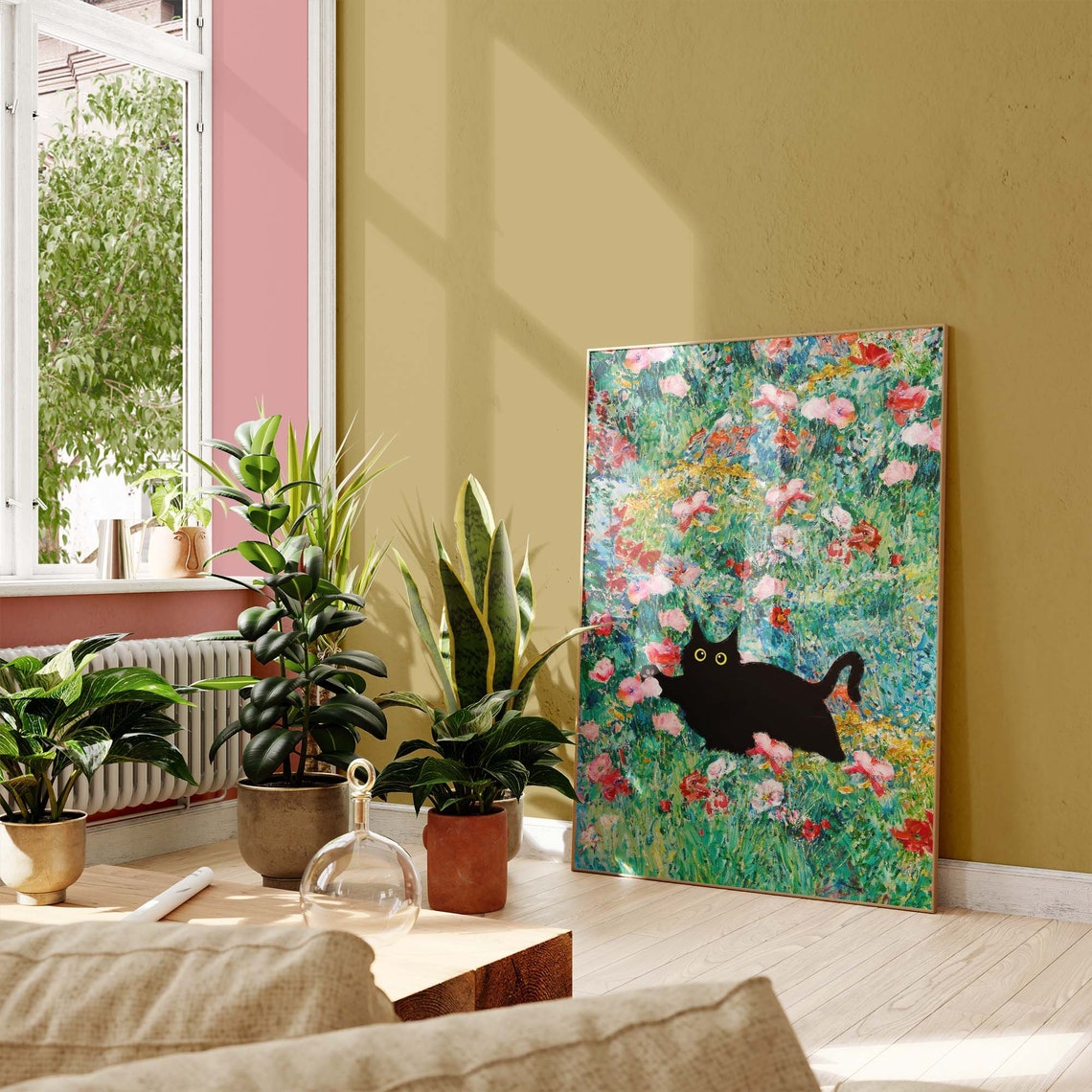 Black Cat With Bright Eyes In A Blooming Red Poppy Field Poster - Image 3