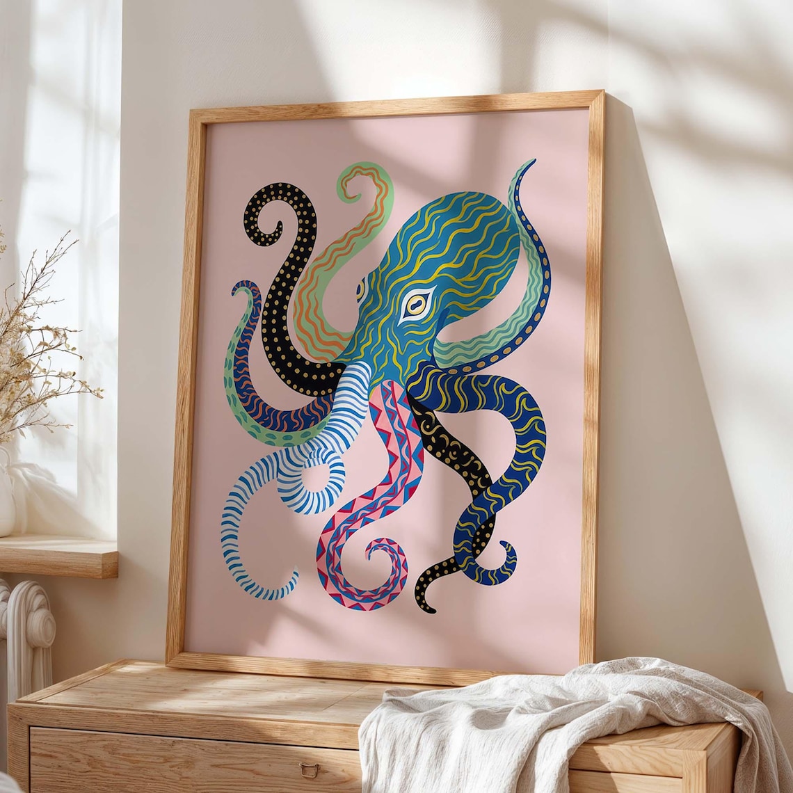 Octopus Pink Coastal Nautical Sea Life Decor