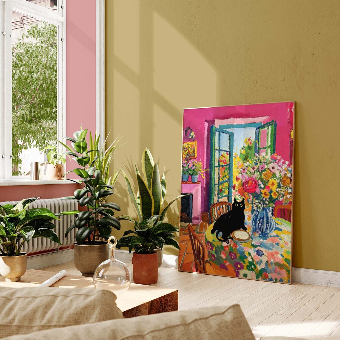 Matisse-Inspired Open Window Black Cat Art Print - Image 3