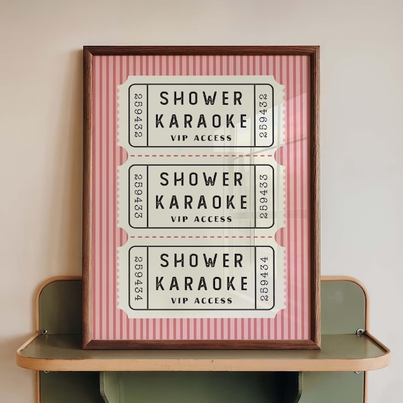 Shower Karaoke Vip Access Ticket, Bathroom Art