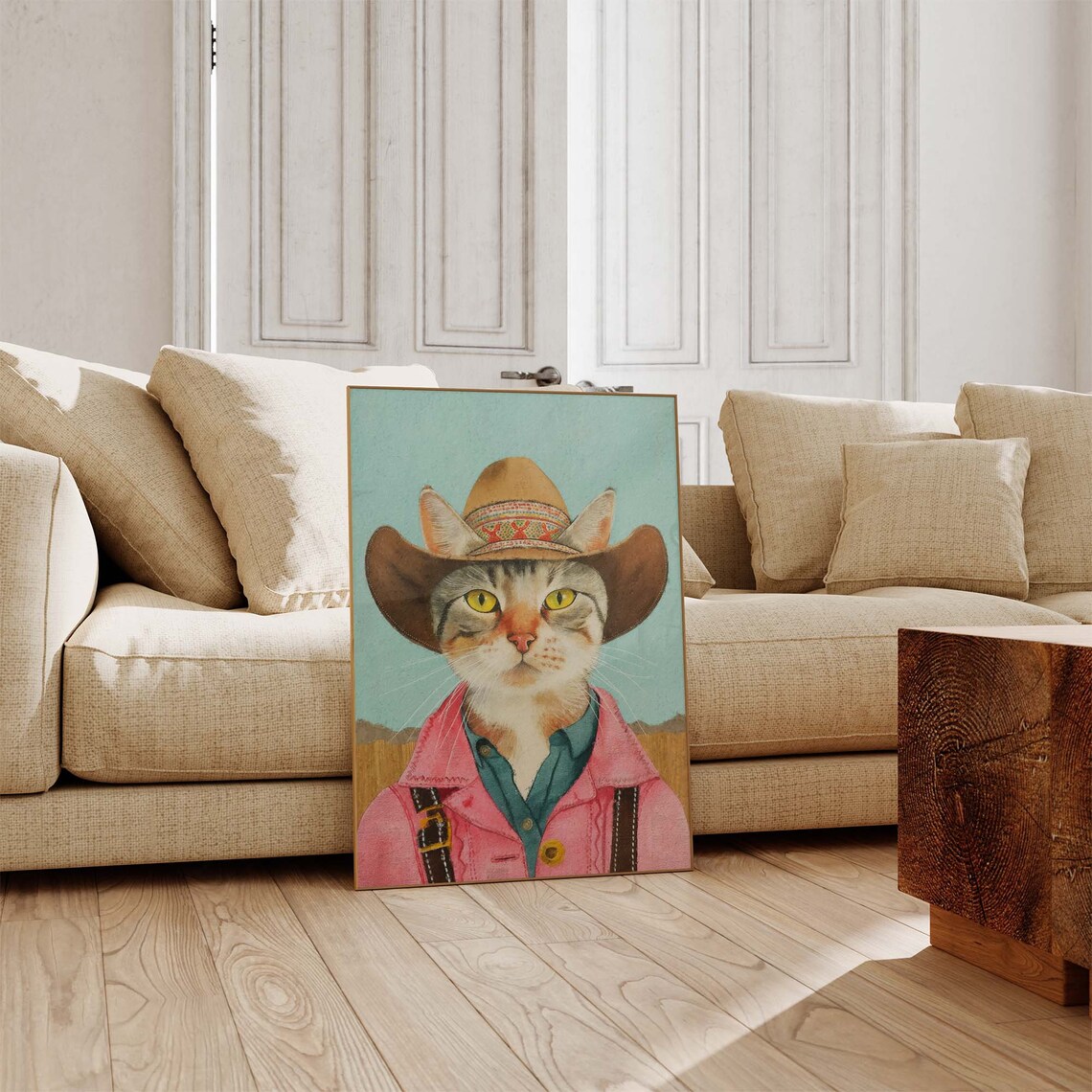 Cowboy Cat In Pink Jacket And Cowboy Hat Whimsical Western Poster - Image 3
