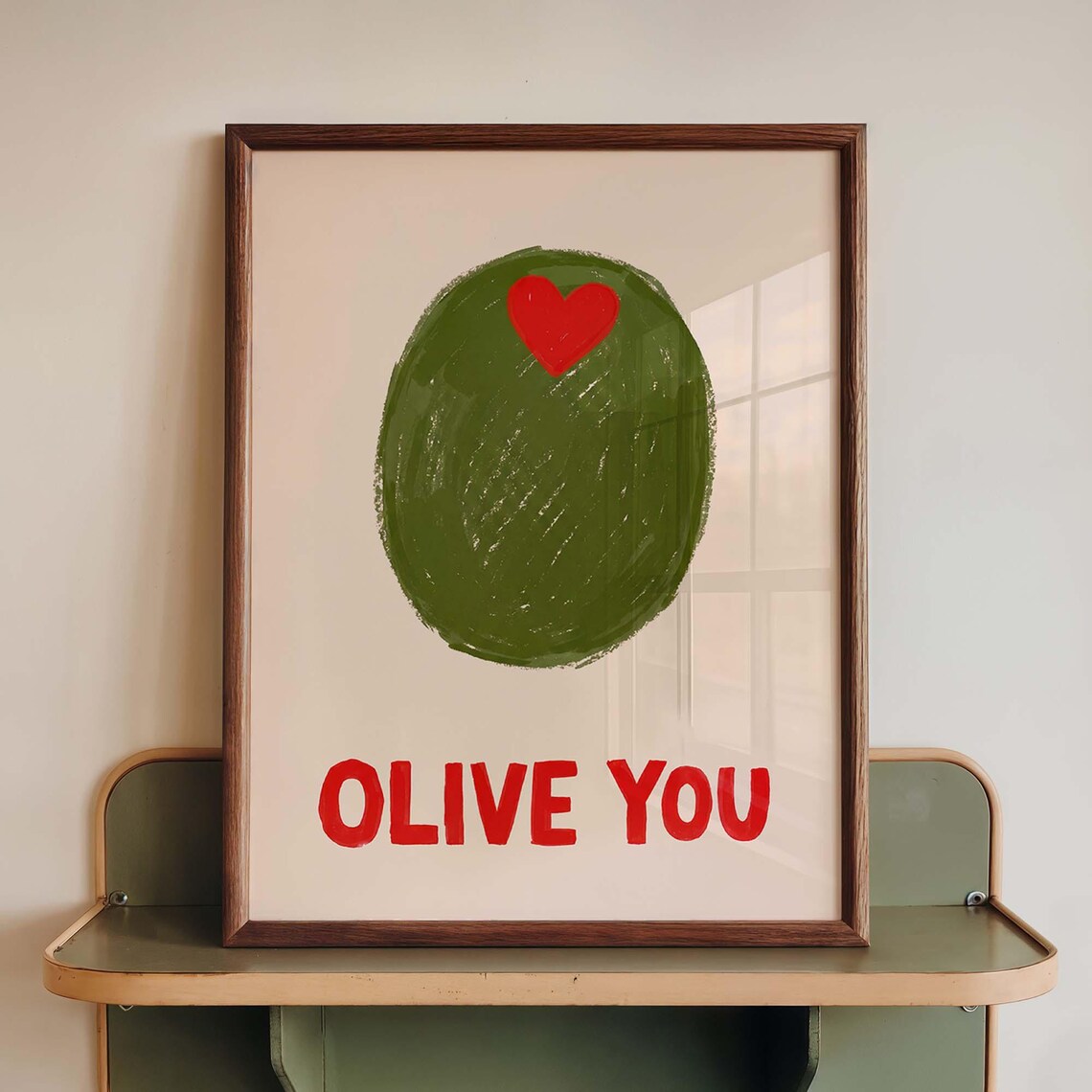 Olive You Kitchen Minimalist Food Pun Art Print