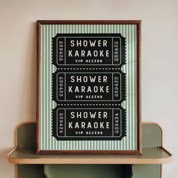 Funny Shower Karaoke VIP Ticket Art Print