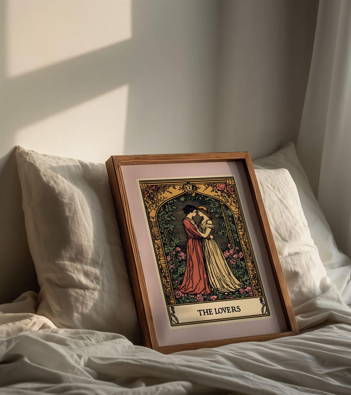 The Lovers Tarot Card Vintage Celestial Rose Garden Art Poster - Image 2