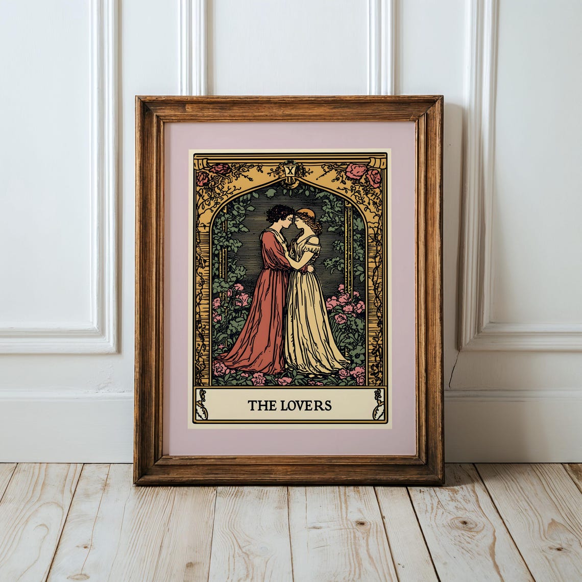 The Lovers Tarot Card Vintage Celestial Rose Garden Art Poster - Image 6
