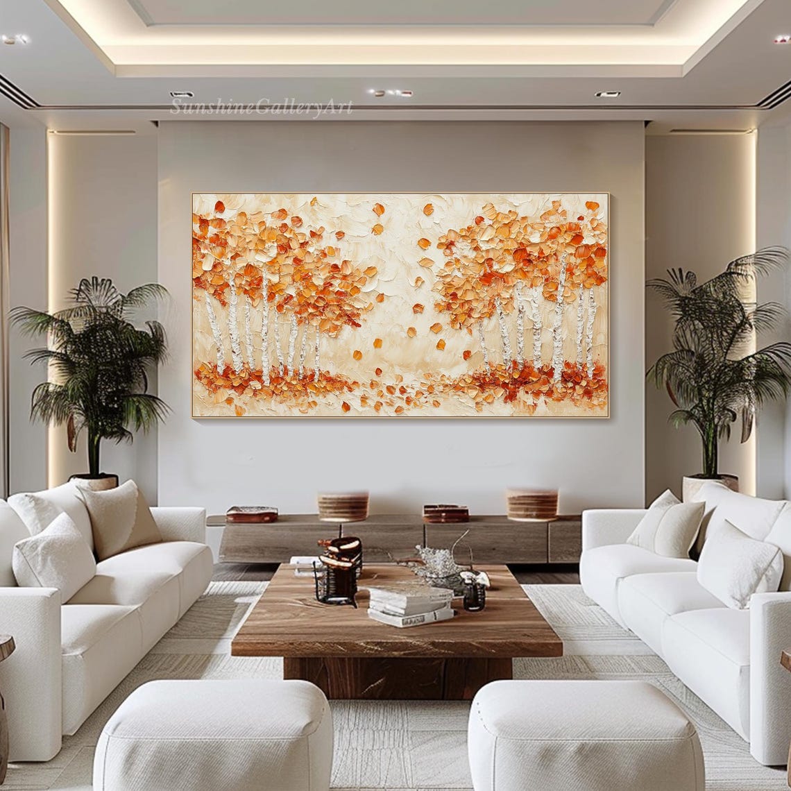 Golden Birch Forest With White Trunks And Amber Leaves Poster - Image 2