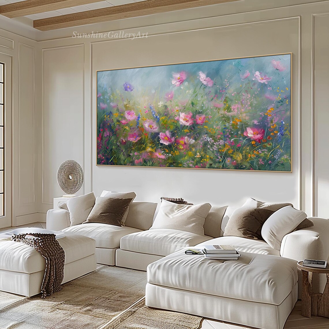 Pastel Wildflower Meadow In Pink Yellow And Lavender Art Poster - Image 3