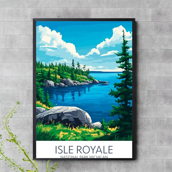 Isle Royale National Park Michigan Forest Lake Travel Poster