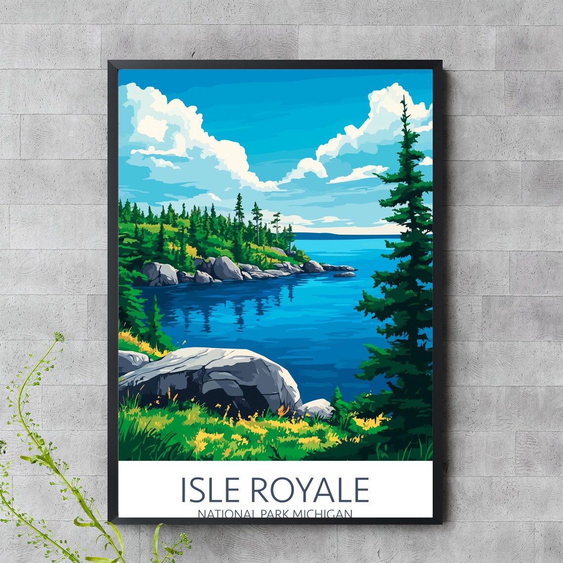 Isle Royale National Park Michigan Forest Lake Travel Poster