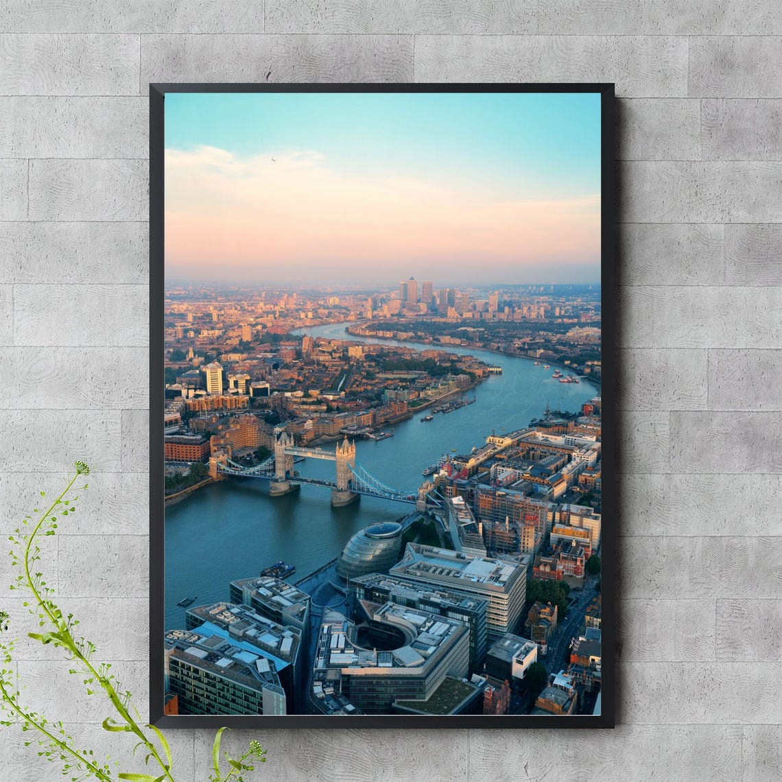 London Tower Bridge Thames Golden Sunset Aerial Cityscape Poster