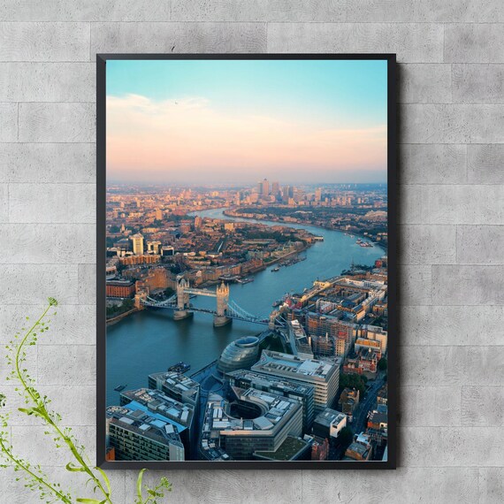 London Tower Bridge Wall Art Thames River Print Aerial Cityscape Photography Of Uk