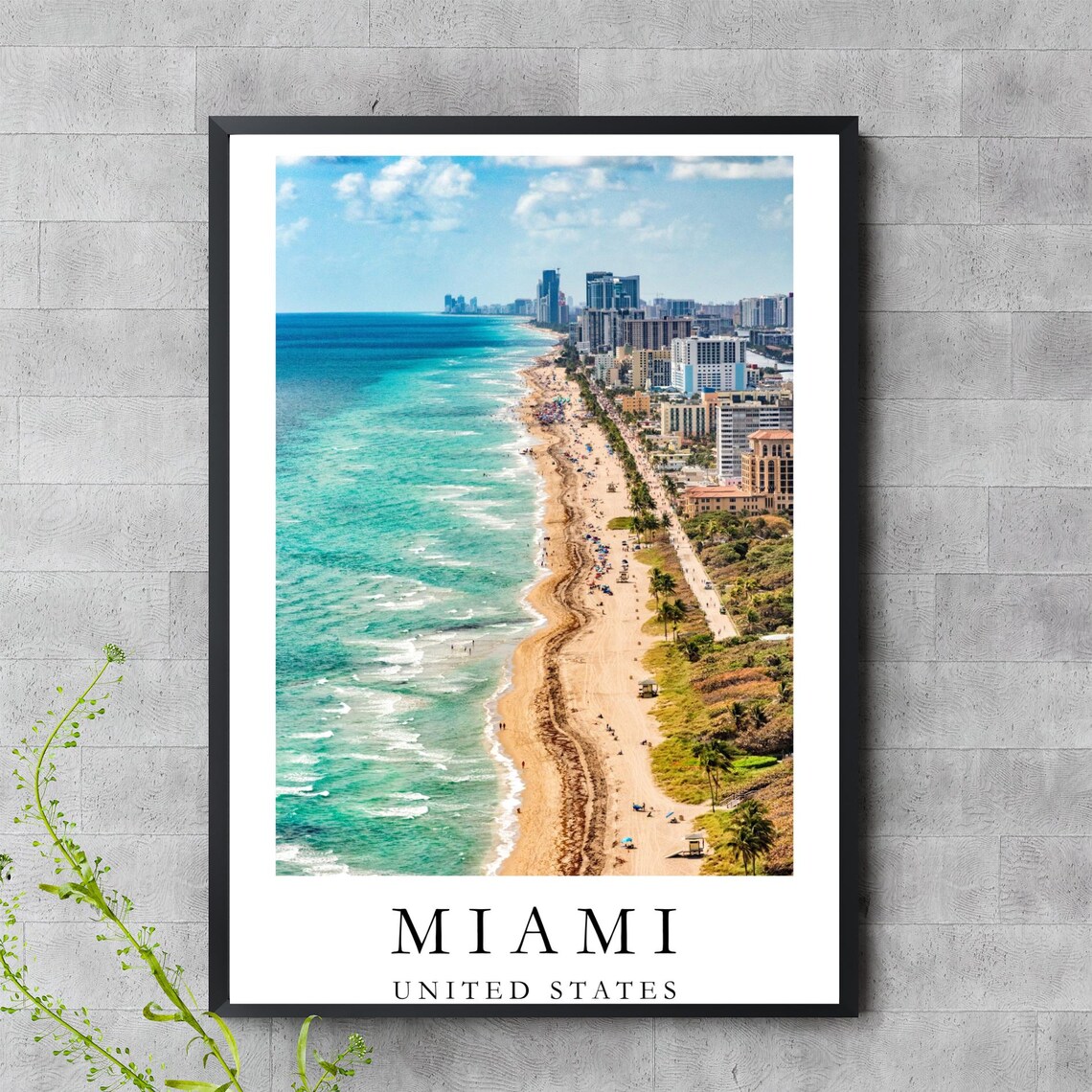 Miami Beach Poster Oceanfront Skyline Wall Art