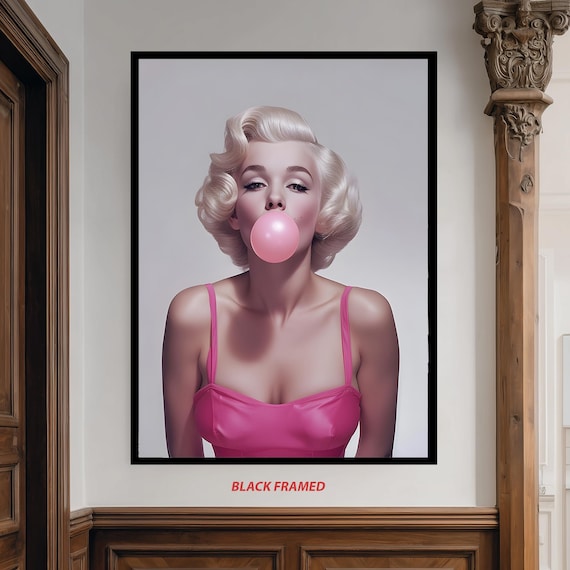 Blonde Woman Pink Bubblegum Bubble Pop Art Retro Glam Portrait Poster