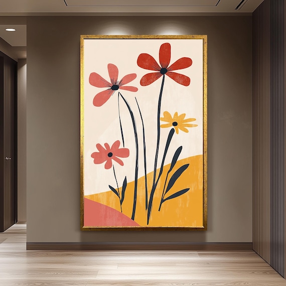 Matisse Style Retro Botanical Floral Arrangement Graphic Art Poster