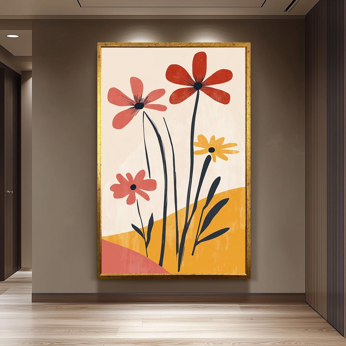 Matisse Style Retro Botanical Floral Arrangement Graphic Art Poster