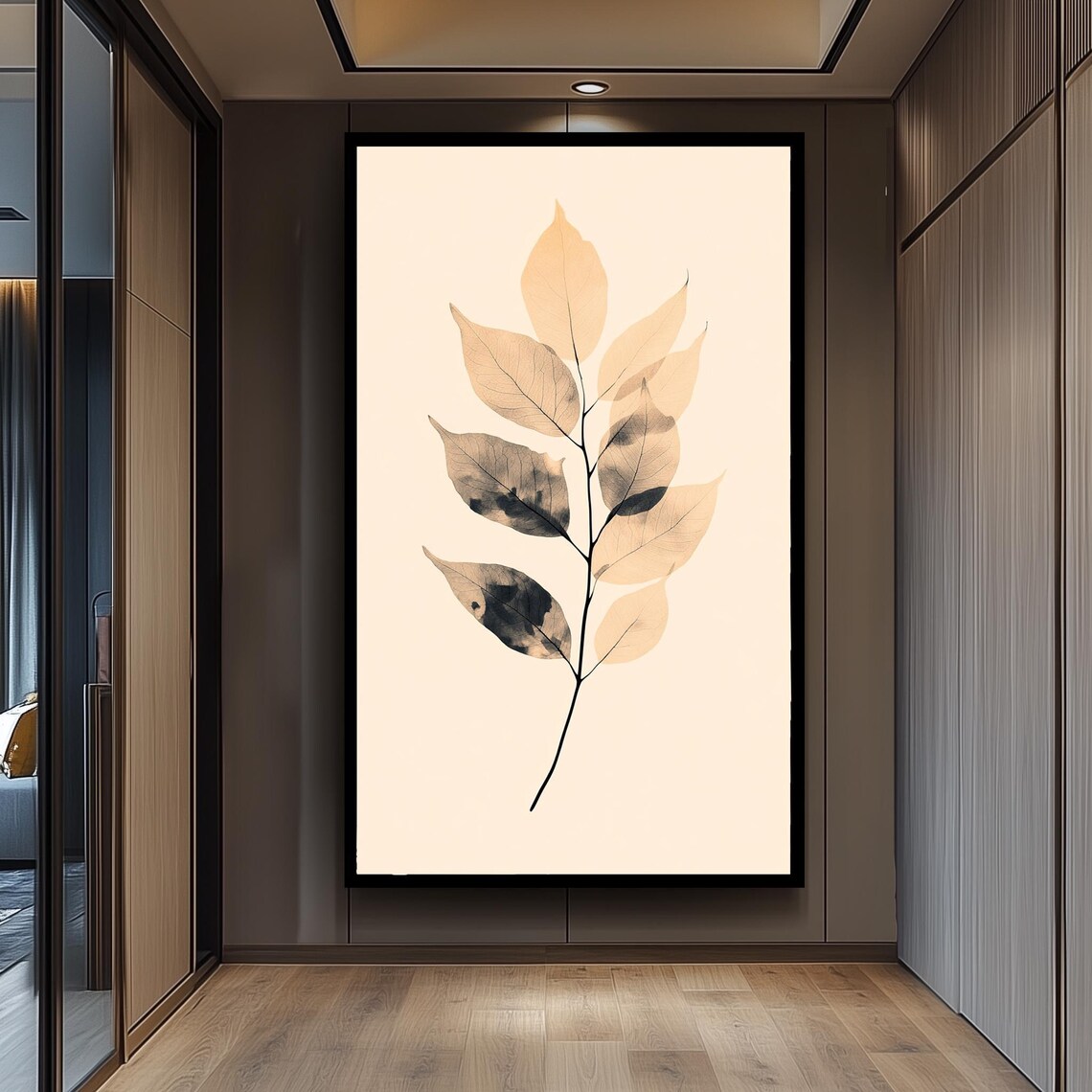 Neutral Leaf Art Print, Minimalist Botanical Illustration