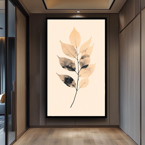 Neutral Leaf Art Print, Minimalist Botanical Illustration