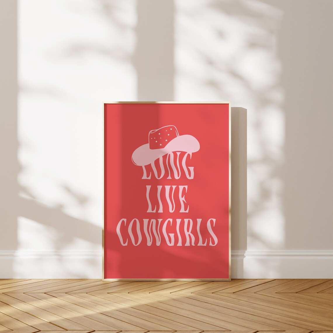 Long Live Cowgirls Bold Red Western Cowgirl Hat Quote Poster - Image 2