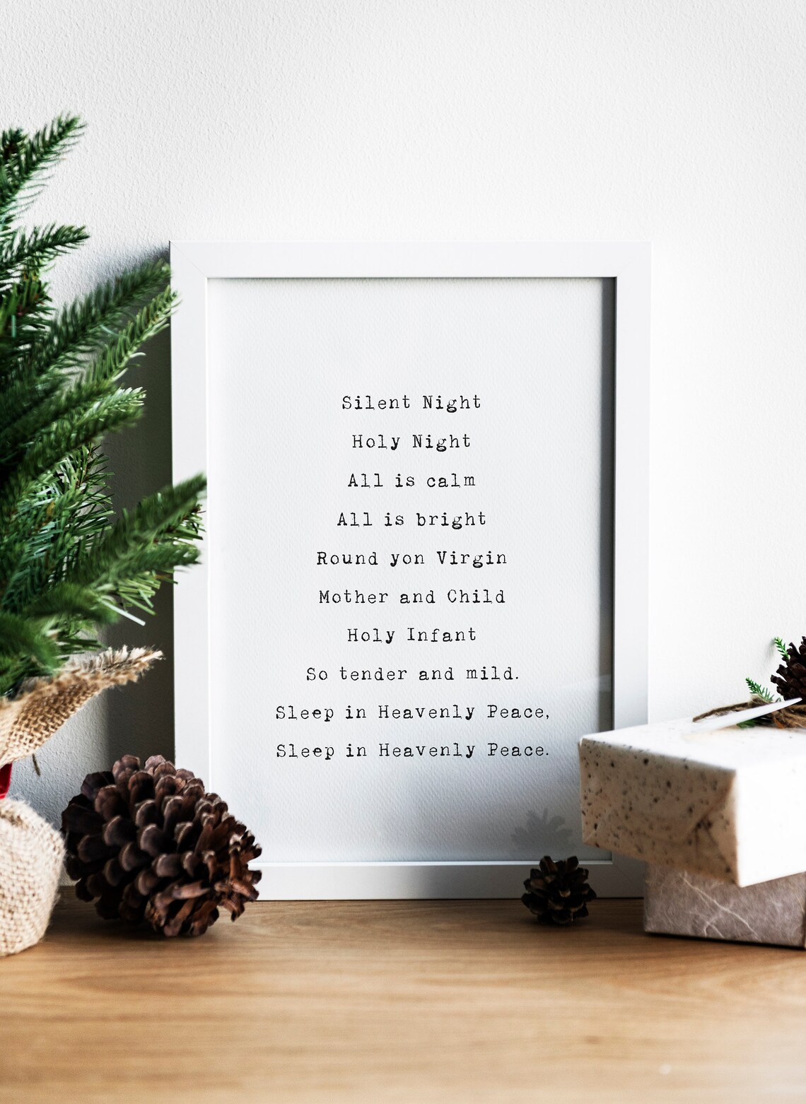 Silent Night Christmas Sign, Farmhouse Art Print - Image 2