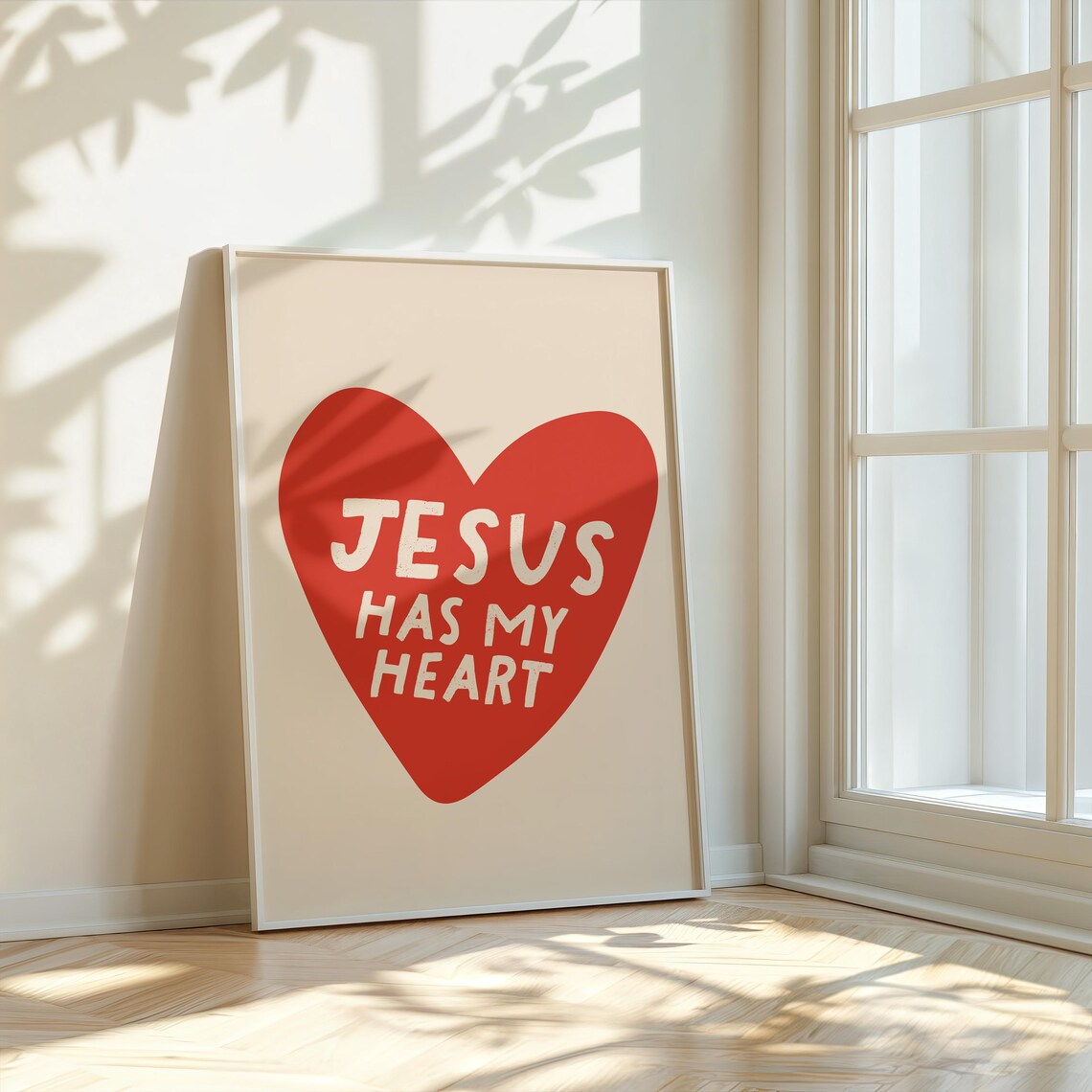 Jesus Has My Heart Red Heart Christian Poster for Faith Wall Decor - Image 2