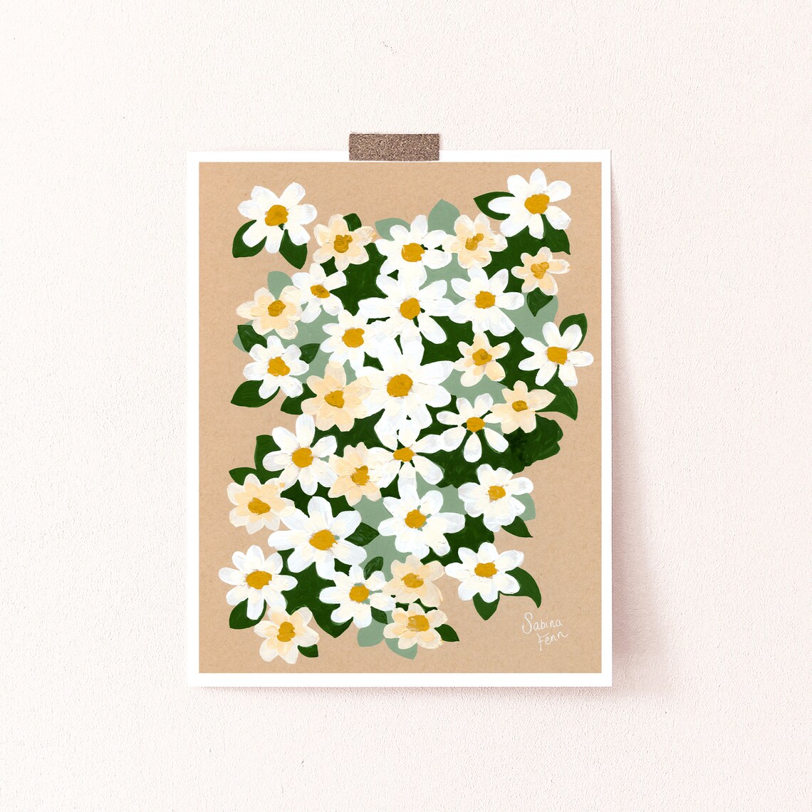 Daisy Field Gouache Art Print, Cottagecore Floral - Image 3