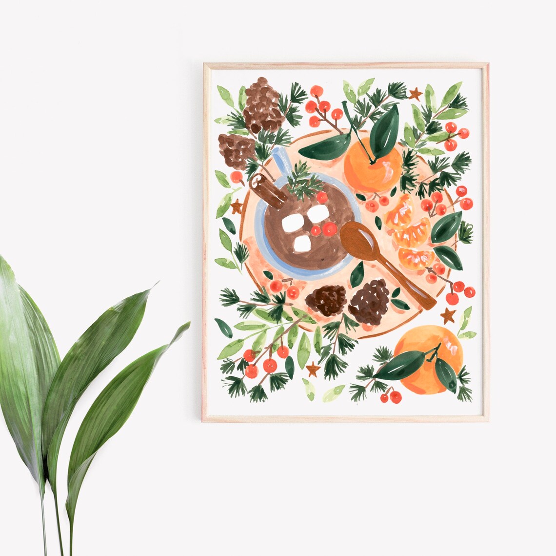 Clementines And Hot Chocolate Christmas Art Print - Image 3