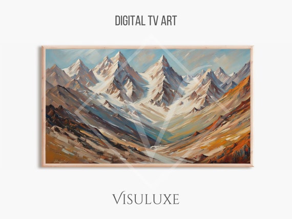 Mountains Tv Art Instant Tv Artwork Tv Frame Art Wall Art Neutral Mountainscape Home Decor Art Tv 169