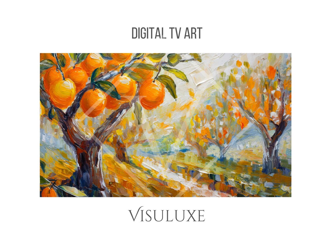 Orange Grove Oil Painting, Heavy Brushstrokes Art Print - Image 2