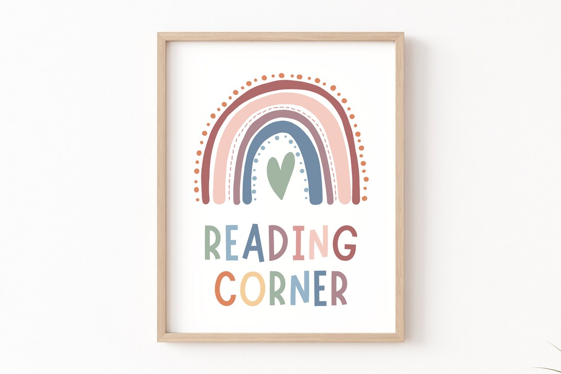 Reading Corner Sign, Boho Classroom Decor Poster