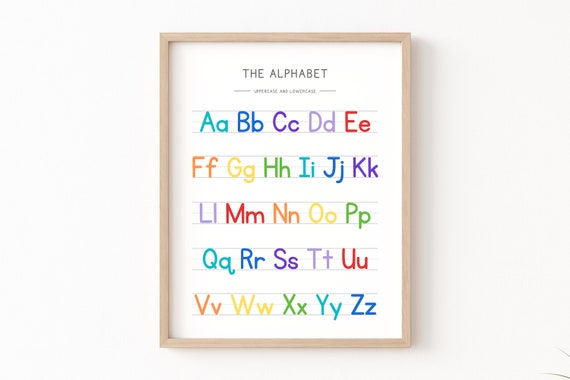 Rainbow Alphabet Handwriting Chart Art Print