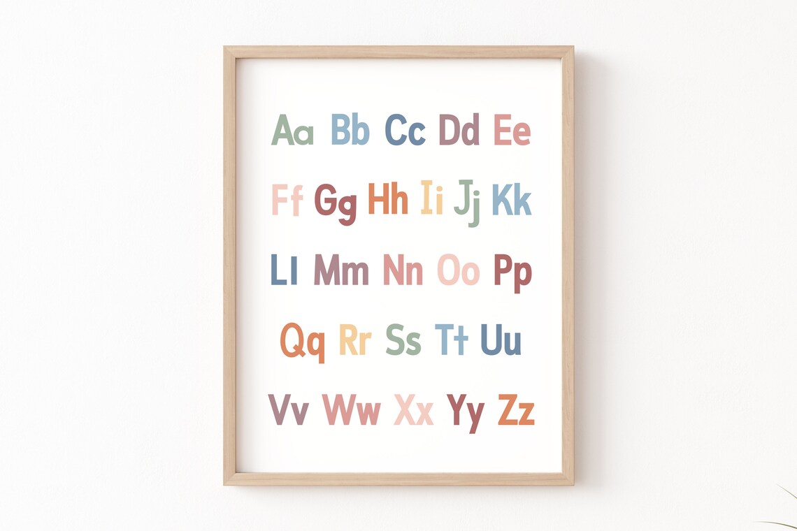 Rainbow Alphabet Poster, Boho Playroom Decor
