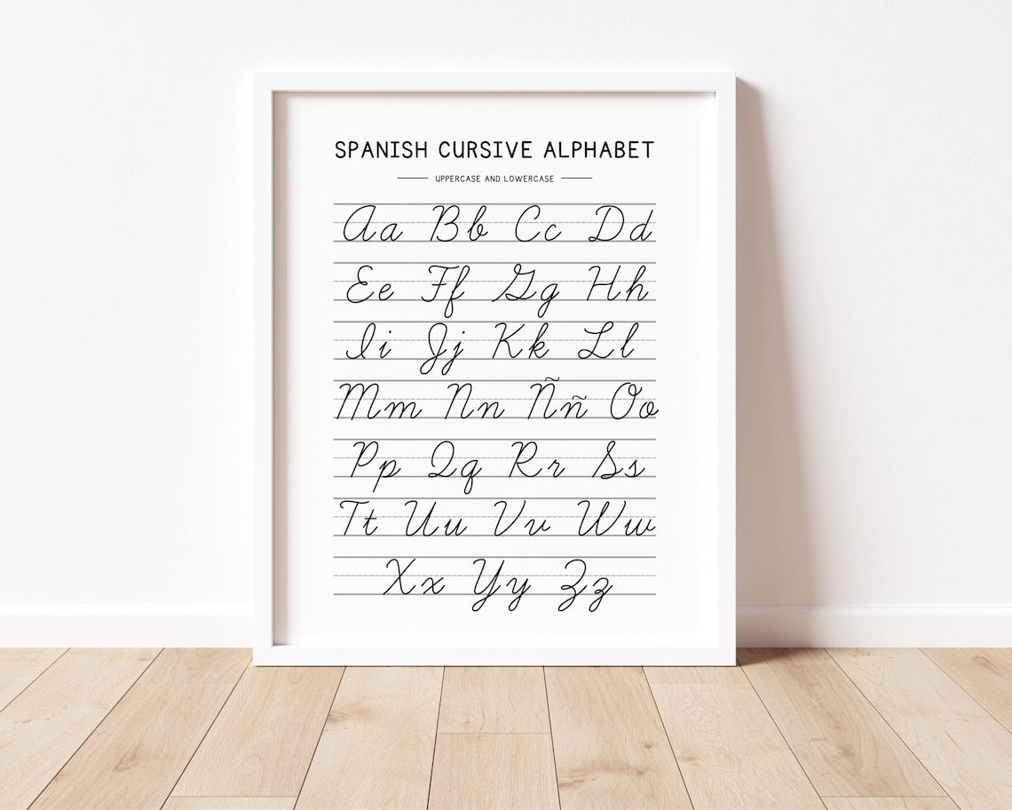 Spanish Cursive Alphabet, Bilingual Classroom Poster - Image 2