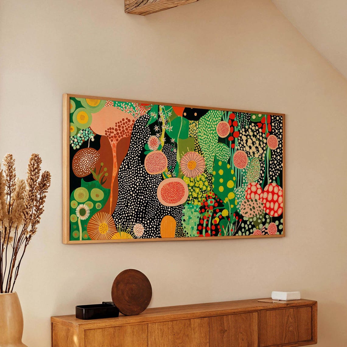 Panoramic Dotted Floral Garden Kusama-Inspired Landscape Poster