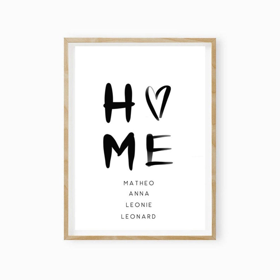 HOME Heart Typography Personalized Family Names Minimalist Art Poster - Image 2